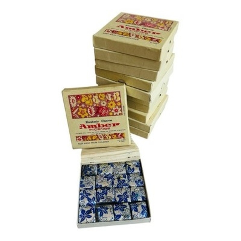Kashmir Charm Amber Incense 16 Cakes 10 Box Lot 160 Total Vintage India Handmade